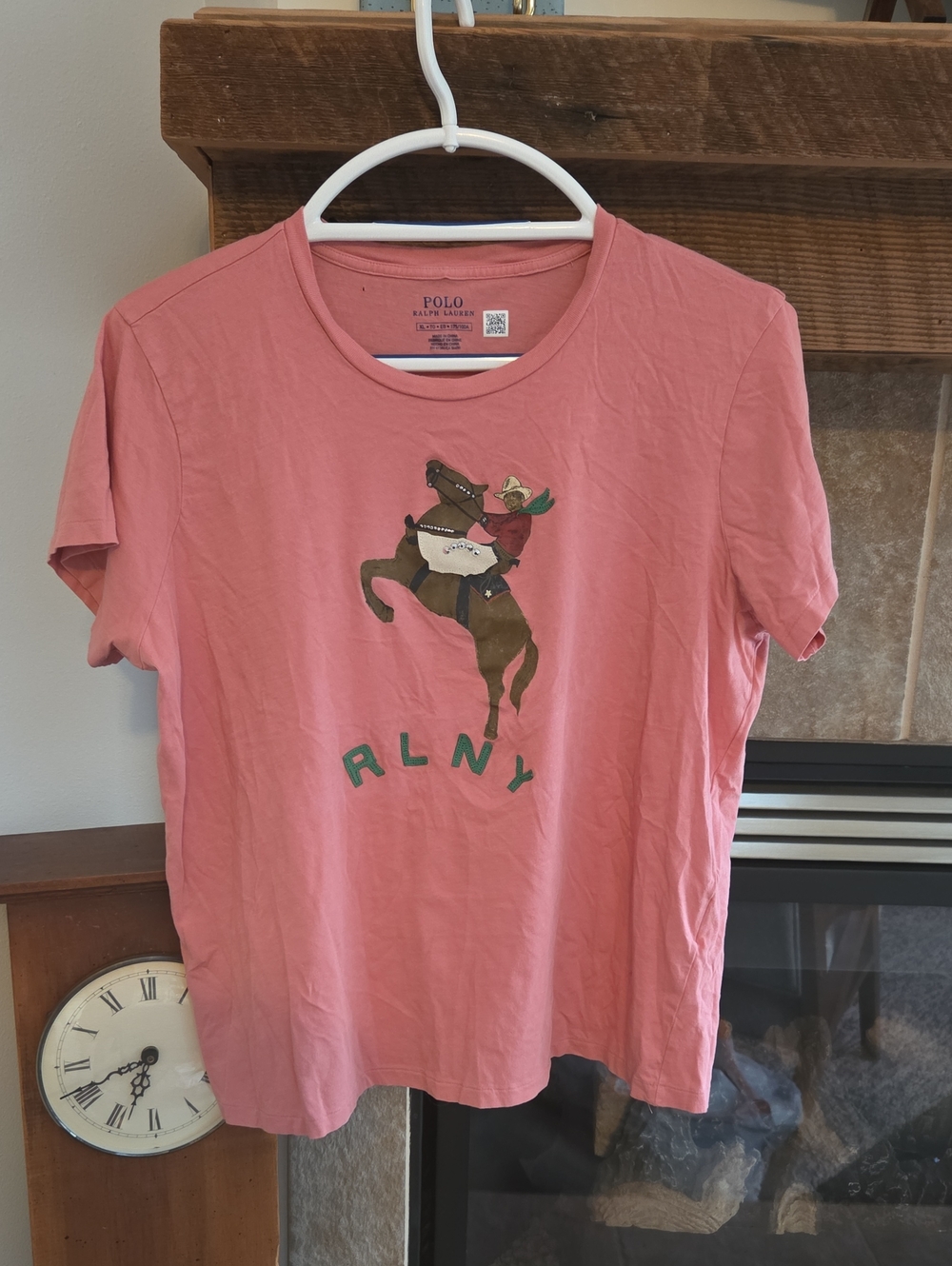 Polo Ralph Lauren Girls Size XL Pink Cowboy Horse Short Sleeve Shirt